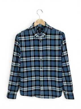 NWOT Banana Republic Standard-Fit Lightweight Flannel Shirt Plaid Blue S